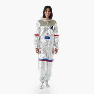 Pottery Barn Adult Light-Up Silver Astronaut Costume Size XS/S EUC
